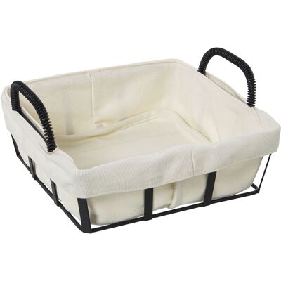 BREAD BASKET WITH BLACK METAL FABRIC, FABRIC: 95% COTTON + 5% POLYESTER 22X20X11CM ST82810