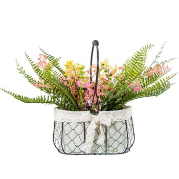 PANIER FLEURS POLYESTER _50X40X30CM ST27468 1