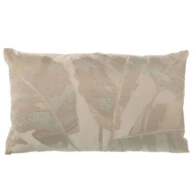 COUSSIN 30X50CM AVEC FERMETURE FEUILLES CRÈME ST48469