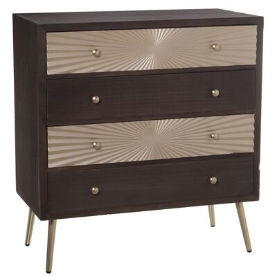 CASSETTIERA CON 3 CASSETTI LEGNO NOCE/ORO, LEGNO:DM+PINO 80X40X86CM, ALTA.GAMBE:20CM ST48829