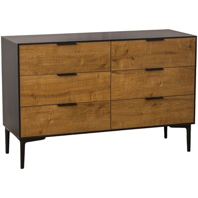 COMFORTABLE WITH 6 DM WOOD DRAWERS, BLACK METAL LEGS 114X40X74CM, HIGH.LEGS:18CM ST80004