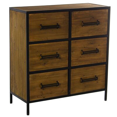 WOODEN METAL CHEST OF 6 DRAWERS _80X35X85CM FIR+PLYWOOD ST49955