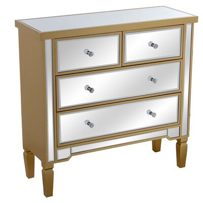 WOODEN/MIRROR CHEST OF 4 DRAWERS GOLDEN _85X33X84CM ST71967