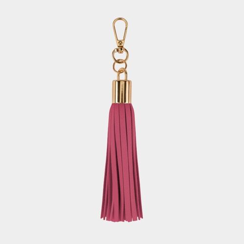 Luxe Pink Vegan Leather Tassel Keyring