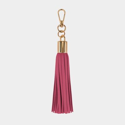 Luxuriöser rosafarbener Quasten-Schlüsselanhänger aus veganem Leder