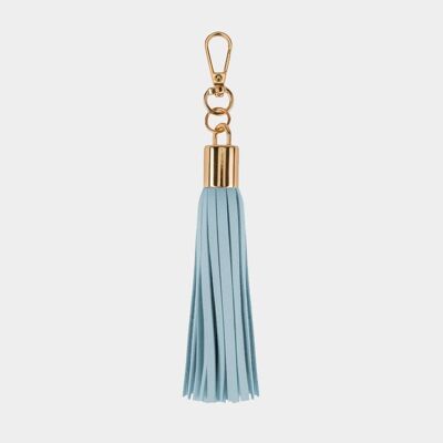 Porte-clés à pompon en cuir végétalien bleu poudre Luxe