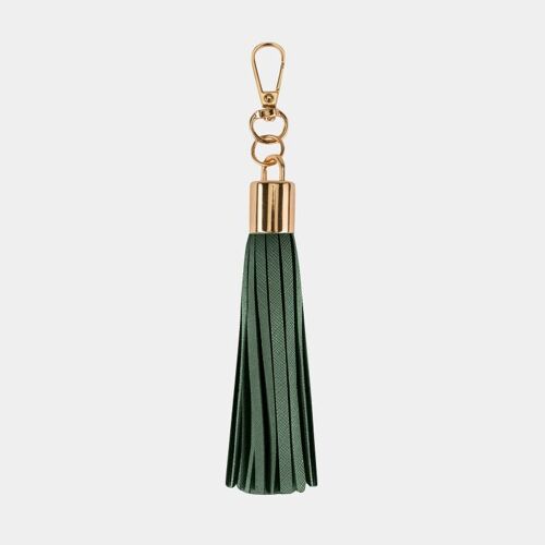 Luxe Emerald Vegan Leather Tassel Keyring