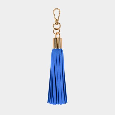 Luxuriöser blauer Quasten-Schlüsselanhänger aus veganem Leder