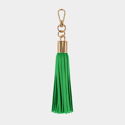 Luxuriöser grüner Quasten-Schlüsselanhänger aus veganem Leder