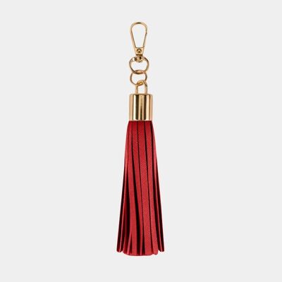 Luxuriöser roter Quasten-Schlüsselanhänger aus veganem Leder