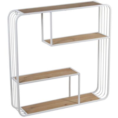 WHITE METAL WALL SHELVING/DM WOOD SHELVES _70X15X70CM ST71962