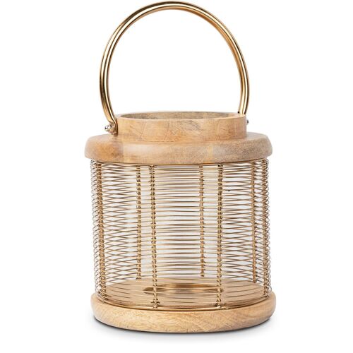 FAROL MADERA/METAL DORADO _18X18X22CM ST36808