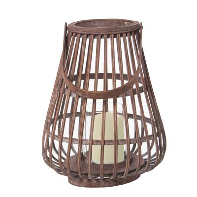 WICKER CANDLE HOLDER LANTERN WITH HANDLE _°21X27CM ST76176
