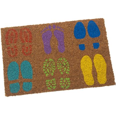 Fußmatte aus Kokosfaser, 40 x 60 cm, natürliche Fußabdrücke + Farben, 40 x 60 x 2 cm, ST63298