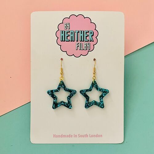 Small Glitter Star Earrings