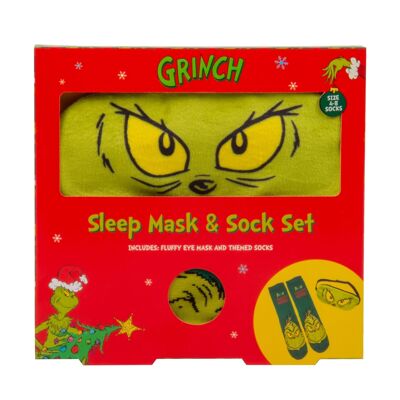 Juego de calcetines y antifaz para dormir Grinch