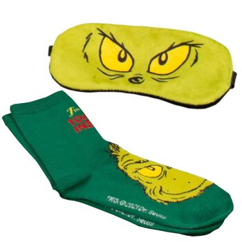 Ensemble masque de sommeil et chaussettes Grinch 2