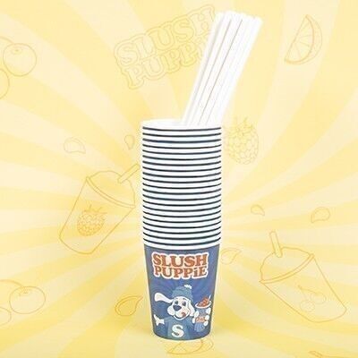 Slush Puppie Paper Cups x 20 &Straws