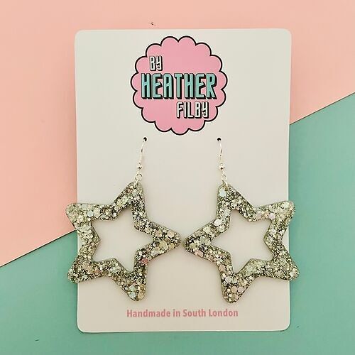 Large Glitter Star Earrings
