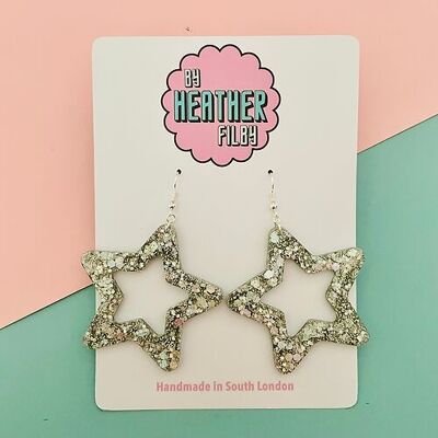 Pendientes Grandes Estrella Glitter