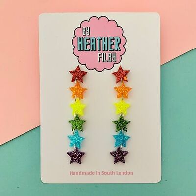 Pride Rainbow Star Glitter Earrings