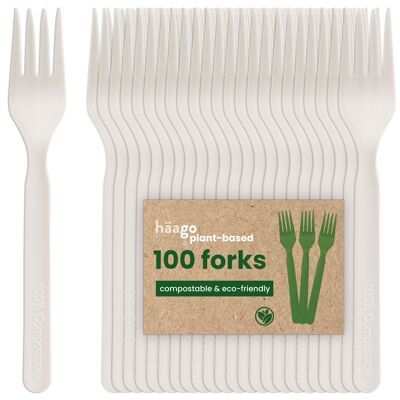 100 fourchettes PLA biodégradables