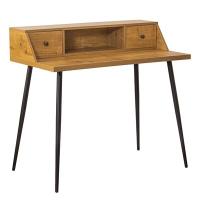 BUREAU AVEC 2 TIROIRS EN BOIS, PIEDS MÉTAL NOIR 100X57X93CM, HAUT.PIEDS:72CM ST80006
