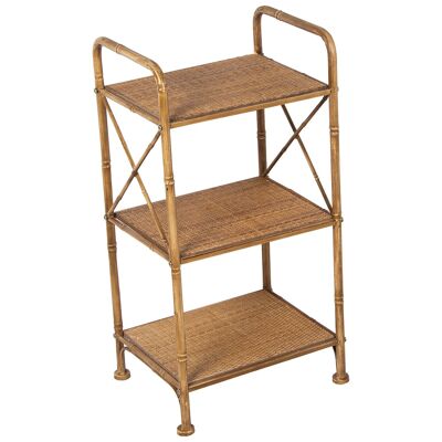 ETAGERE 3 NIVEAUX MÉTAL/PAILLE TRESSÉE EFFET BAMBOU _37X29X68CM ST71944