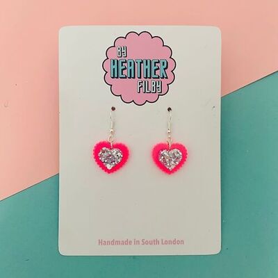 Cute Glitter Double Layered Heart Earrings
