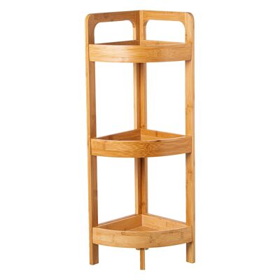 BAMBOO WOOD CORNER BATHROOM SHELVING + NATURAL DM _23X23X77CM ST83729