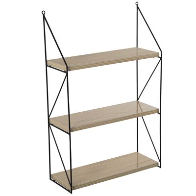 ETAGERE MURALE BOIS DE HÊTRE/MÉTAL NOIR _42X15X66CM ST71906