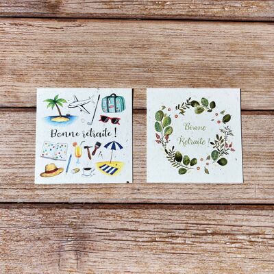 Small square traditional retirement greeting cards in a set of 2 x 5