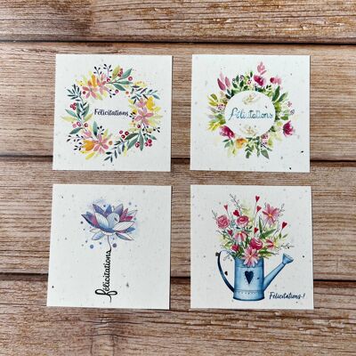 Small traditional square greeting cards congratulations in a set of 4 x 5