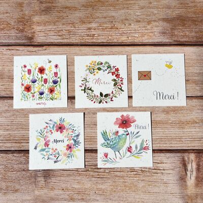 Small traditional square thank you greeting cards in a set of 5 x 5