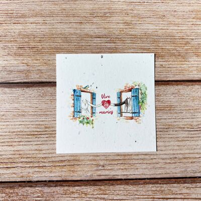Small traditional square greeting cards long live the bride and groom per 5