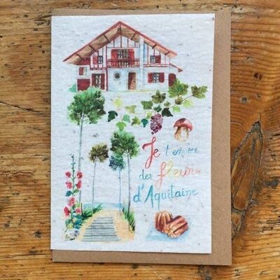 Seeded greeting card to plant Aquitaine in batch of 1 x 10