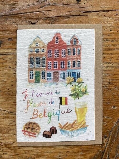 Carte de vœux ensemencée à planter Belgique en lot de 1 x 10