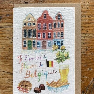Carte de vœux ensemencée à planter Belgique en lot de 1 x 10