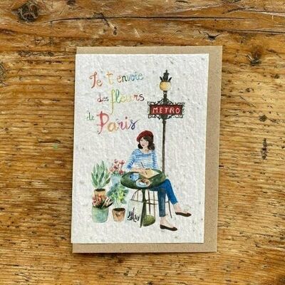 Seeded greeting card to plant Paris in batch of 1 x 10