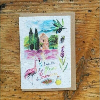 Carte de vœux ensemencée à planter Provence en lot de 1 x 10
