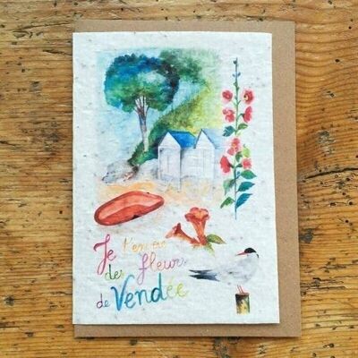 Tarjeta de felicitación con semillas para plantar Vendée en lote de 1 x 10