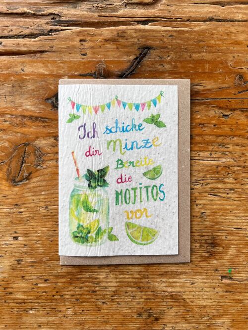 Carte de vœux ensemencée à planter mojito / en Allemand par 5