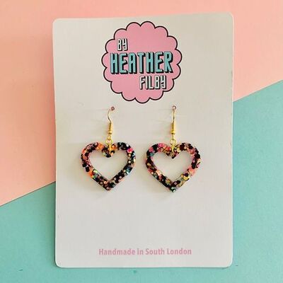Small Glitter Heart Earrings
