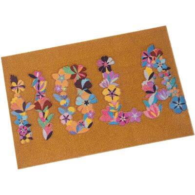 POLYESTER DOORMAT WITH PVC BACK -HELLO- FLOWERS 40X60X1CM ST63314