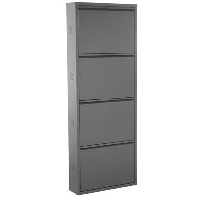 SCARPIERA IN METALLO CON 4 CASSETTI GRIGIO SCURO _50X15X136CM, CON PRESE D'ARIA ST82743