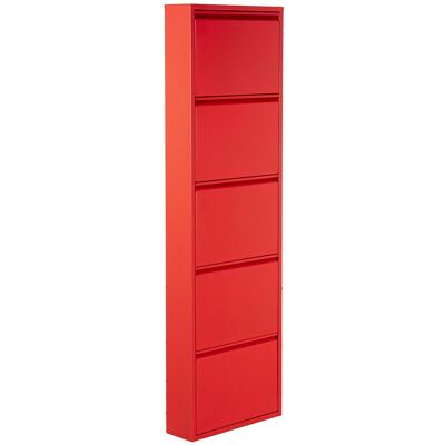 METAL SHOE RACK WITH 5 DRAWERS MATT RED _50X15X170CM, SURFACE.ROUGH ST83622