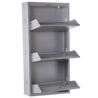 SCARPIERA IN METALLO CON 3 CASSETTI GRIGIO LISCIO LUCIDO _50X15X103CM, CON VENTOLE ST82745