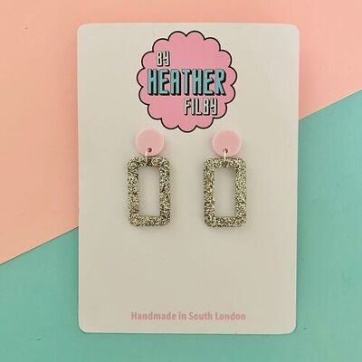 Retro Rectangle Glitter Earrings