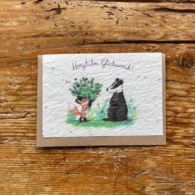Seeded birthday greeting card to plant / in German per 5 (phacelia)