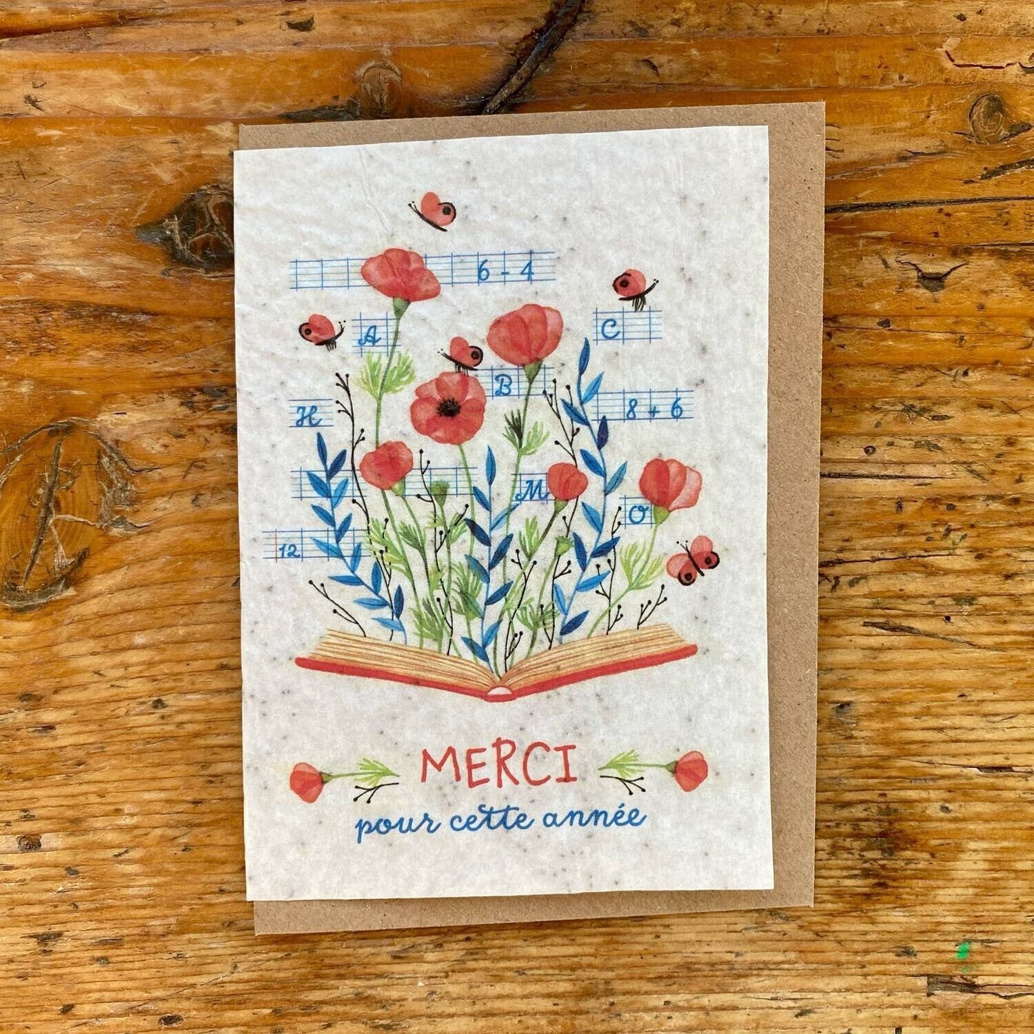 Seeded greeting card to plant Thank you for this year (poppy)
